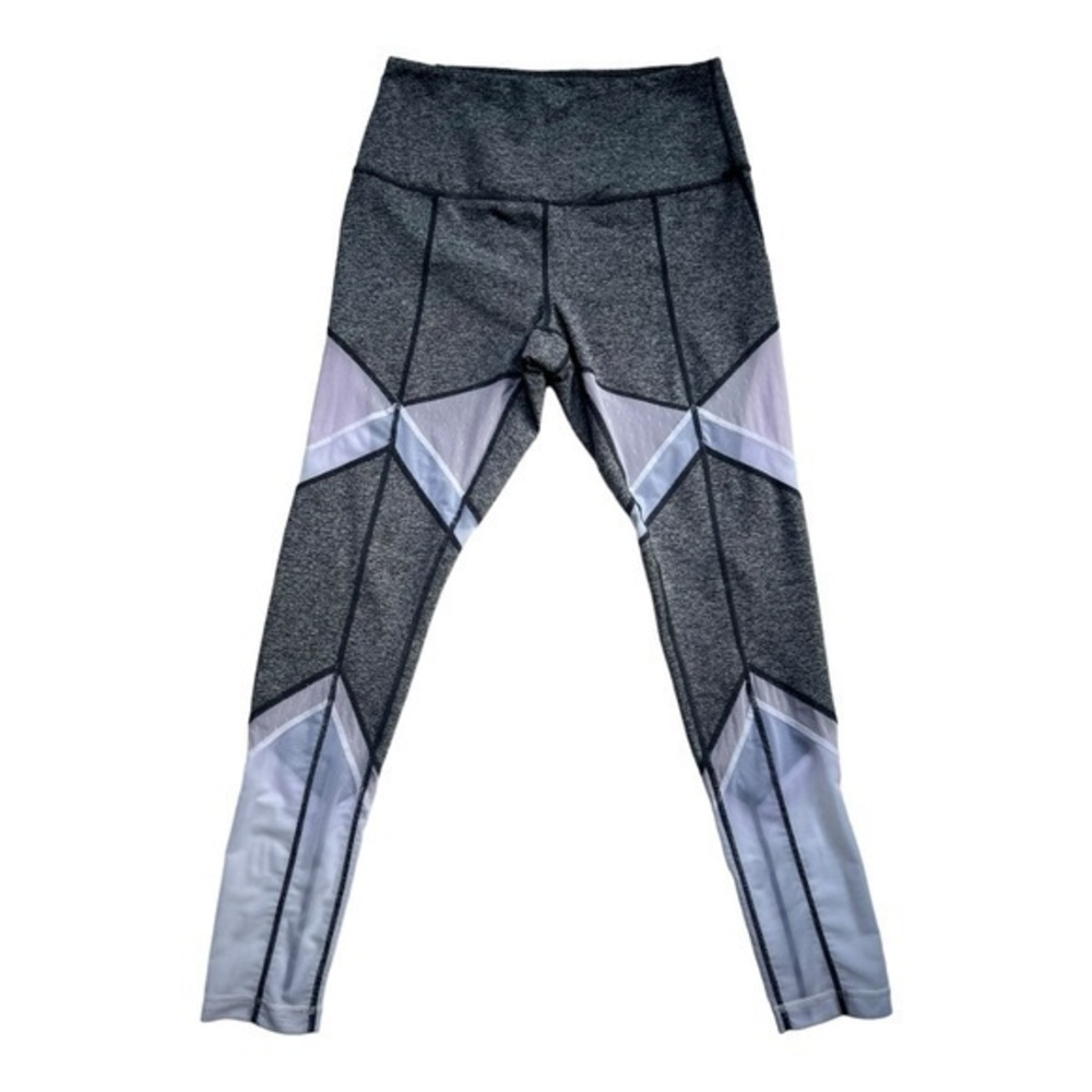 Zella Mesh Insert White & Heather Grey Leggings Size Medium‎